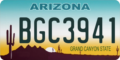 AZ license plate BGC3941