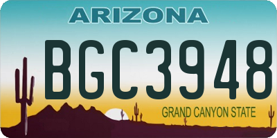 AZ license plate BGC3948