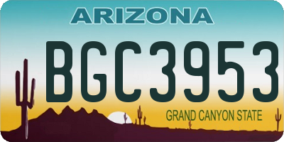 AZ license plate BGC3953