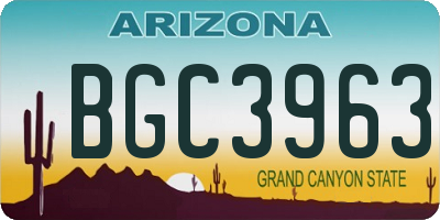AZ license plate BGC3963