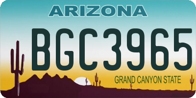 AZ license plate BGC3965