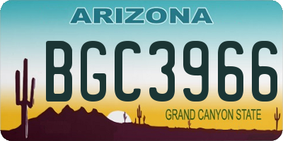 AZ license plate BGC3966