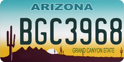 AZ license plate BGC3968