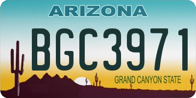 AZ license plate BGC3971