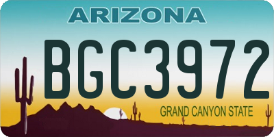 AZ license plate BGC3972