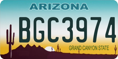 AZ license plate BGC3974