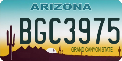 AZ license plate BGC3975