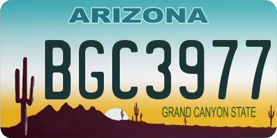 AZ license plate BGC3977