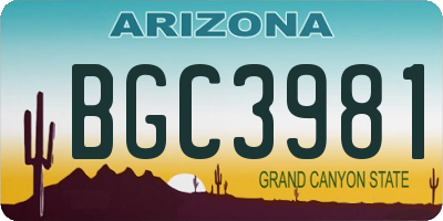 AZ license plate BGC3981
