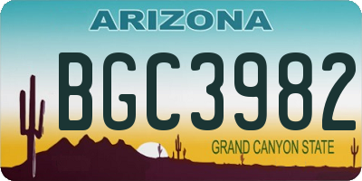 AZ license plate BGC3982