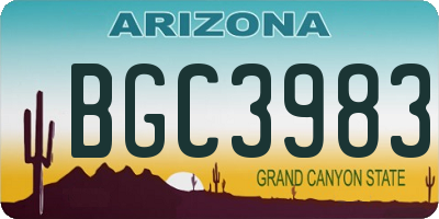AZ license plate BGC3983