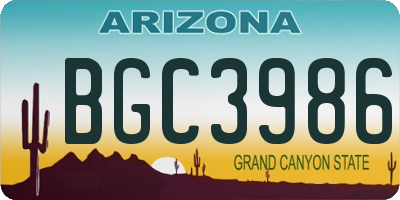 AZ license plate BGC3986