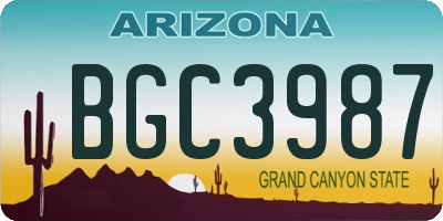 AZ license plate BGC3987