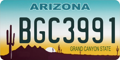 AZ license plate BGC3991