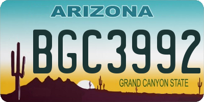 AZ license plate BGC3992