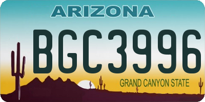 AZ license plate BGC3996