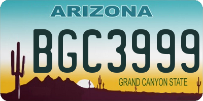 AZ license plate BGC3999