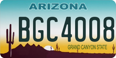AZ license plate BGC4008