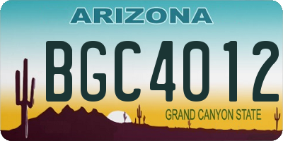 AZ license plate BGC4012