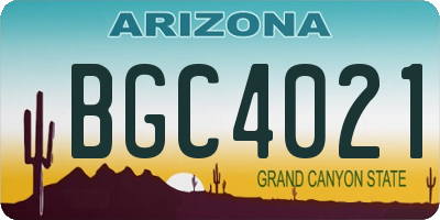 AZ license plate BGC4021