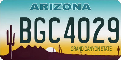 AZ license plate BGC4029