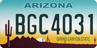 AZ license plate BGC4031