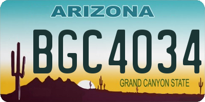 AZ license plate BGC4034