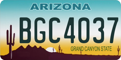 AZ license plate BGC4037
