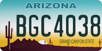 AZ license plate BGC4038