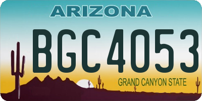 AZ license plate BGC4053