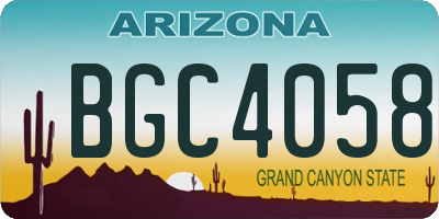 AZ license plate BGC4058