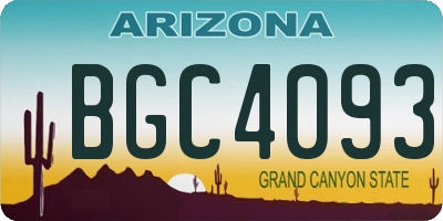 AZ license plate BGC4093
