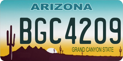 AZ license plate BGC4209