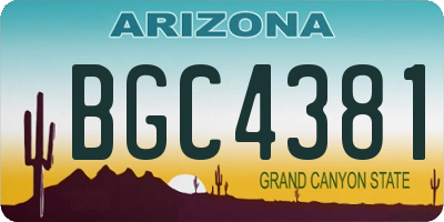 AZ license plate BGC4381