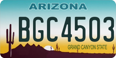 AZ license plate BGC4503