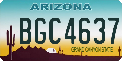 AZ license plate BGC4637