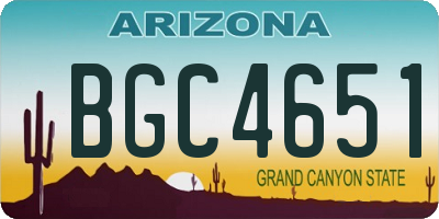 AZ license plate BGC4651