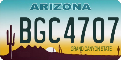 AZ license plate BGC4707