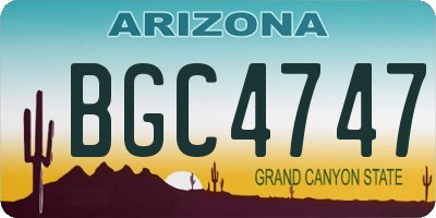 AZ license plate BGC4747