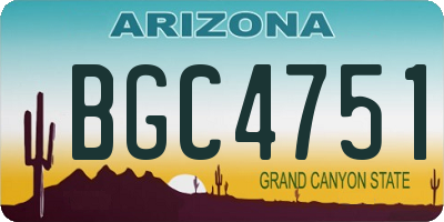 AZ license plate BGC4751