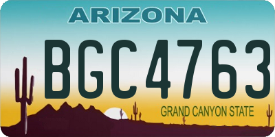 AZ license plate BGC4763