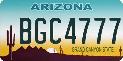 AZ license plate BGC4777