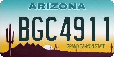 AZ license plate BGC4911