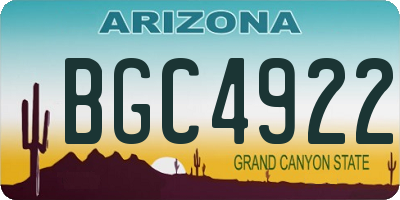 AZ license plate BGC4922