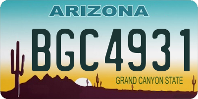 AZ license plate BGC4931