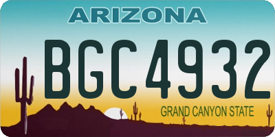 AZ license plate BGC4932