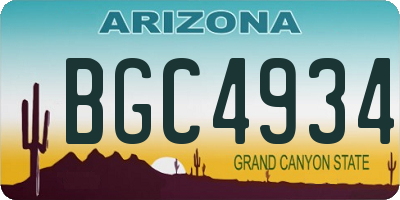 AZ license plate BGC4934
