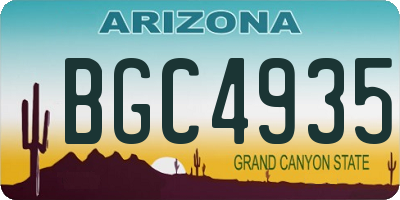 AZ license plate BGC4935