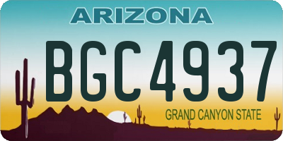 AZ license plate BGC4937