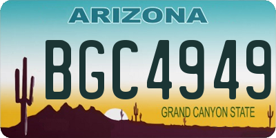 AZ license plate BGC4949